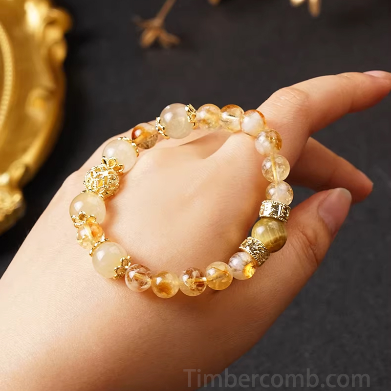 5A シトリンブレスレット【金運】金針水晶 パワーストーン ブレスレット メンズ レディース アクセサリー 天然石
