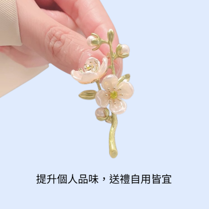 復古綠色茉莉花胸針