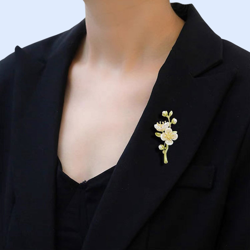 復古綠色茉莉花胸針