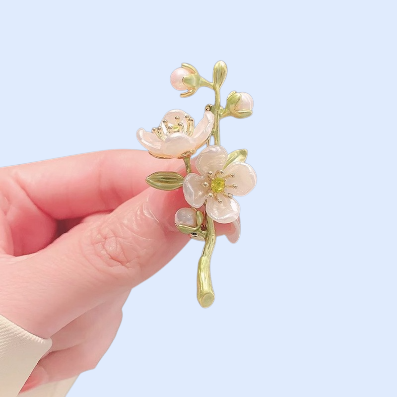 復古綠色茉莉花胸針