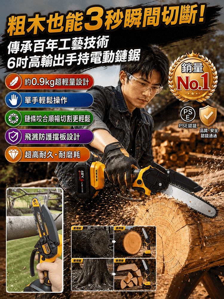 便攜式6吋大功率電鏈鋸