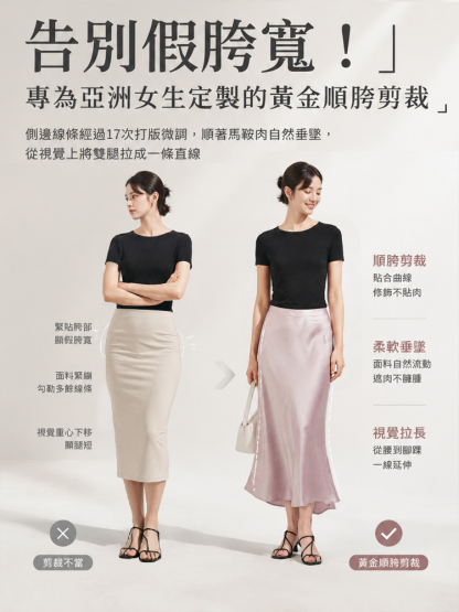 【視覺-10kg】高級感醋酸魚尾裙 小肚子一秒藏起來！