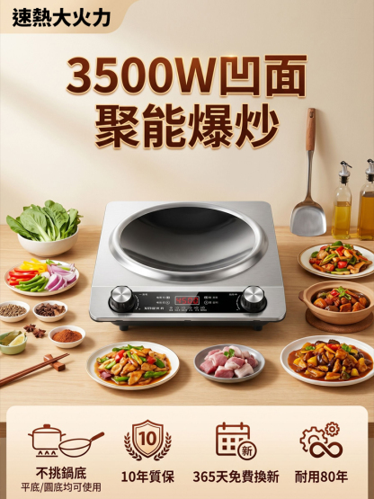 【不限鍋型】速熱大火力凹面電磁爐