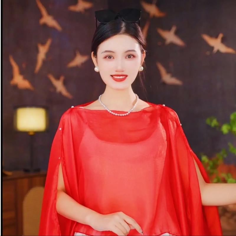 【一衣多穿】純色套頭雪紡披肩