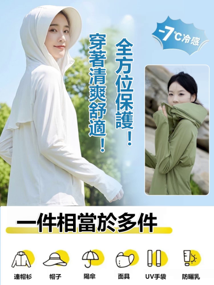 冰絲涼感連帽原紗防曬服