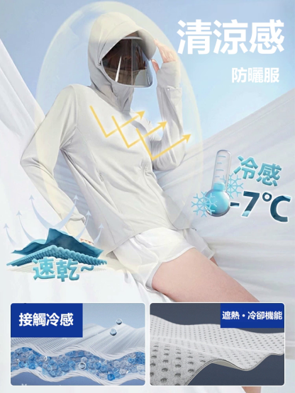 冰絲涼感連帽原紗防曬服
