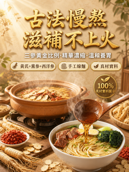 【元氣三參】黃耆黨參西洋參線面
