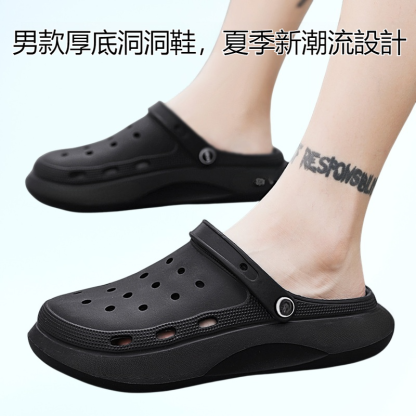 洞洞鞋男款夏季新款潮流厚底外穿包頭拖鞋