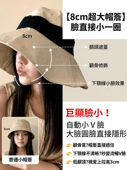 【顯臉小神器】可捲收大帽簷漁夫帽