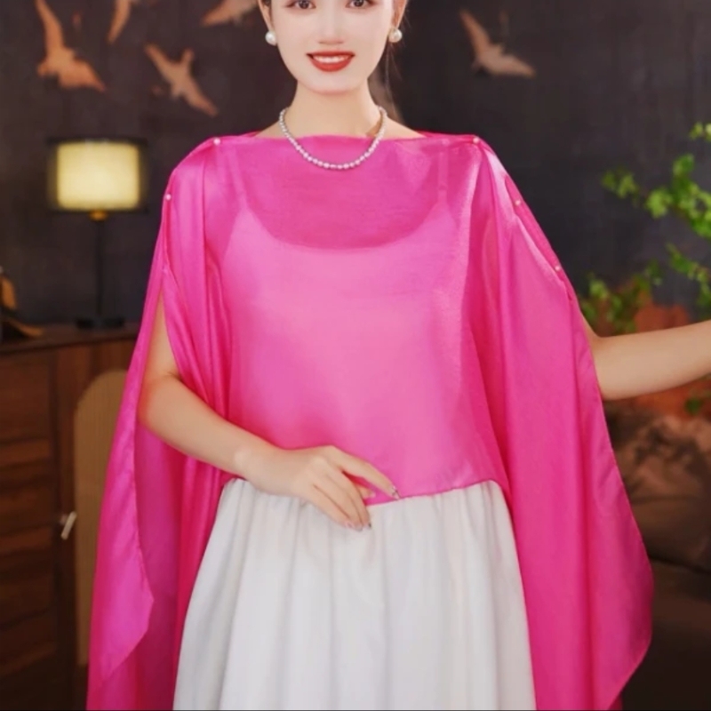 【一衣多穿】純色套頭雪紡披肩