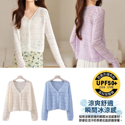 SL-v领镂空针织衫