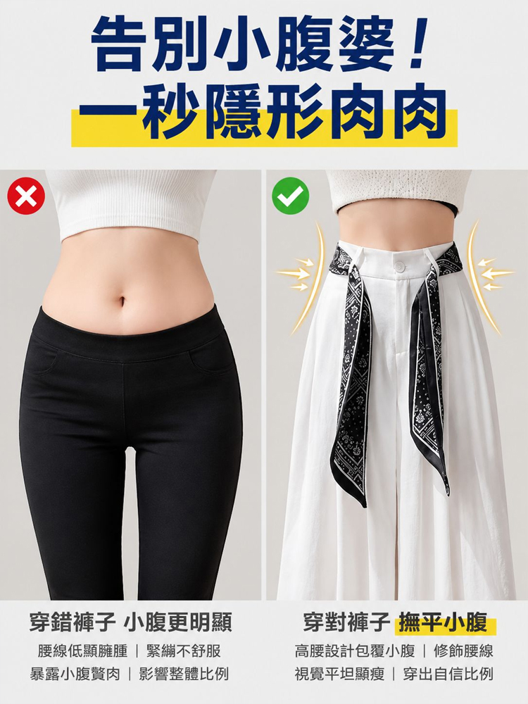 繫帶冰絲涼感棉麻褲