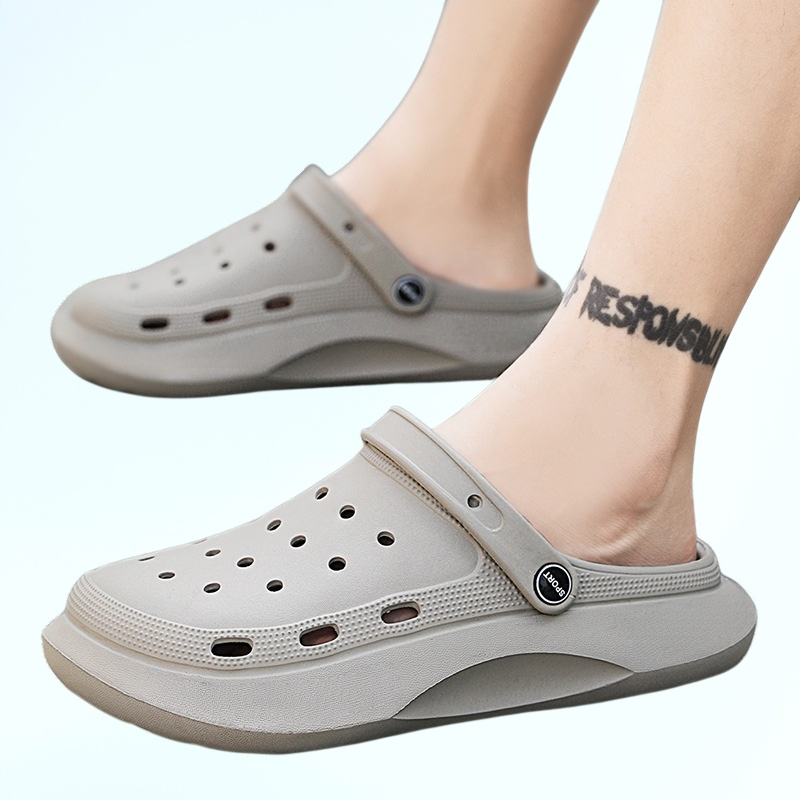 洞洞鞋男款夏季新款潮流厚底外穿包頭拖鞋