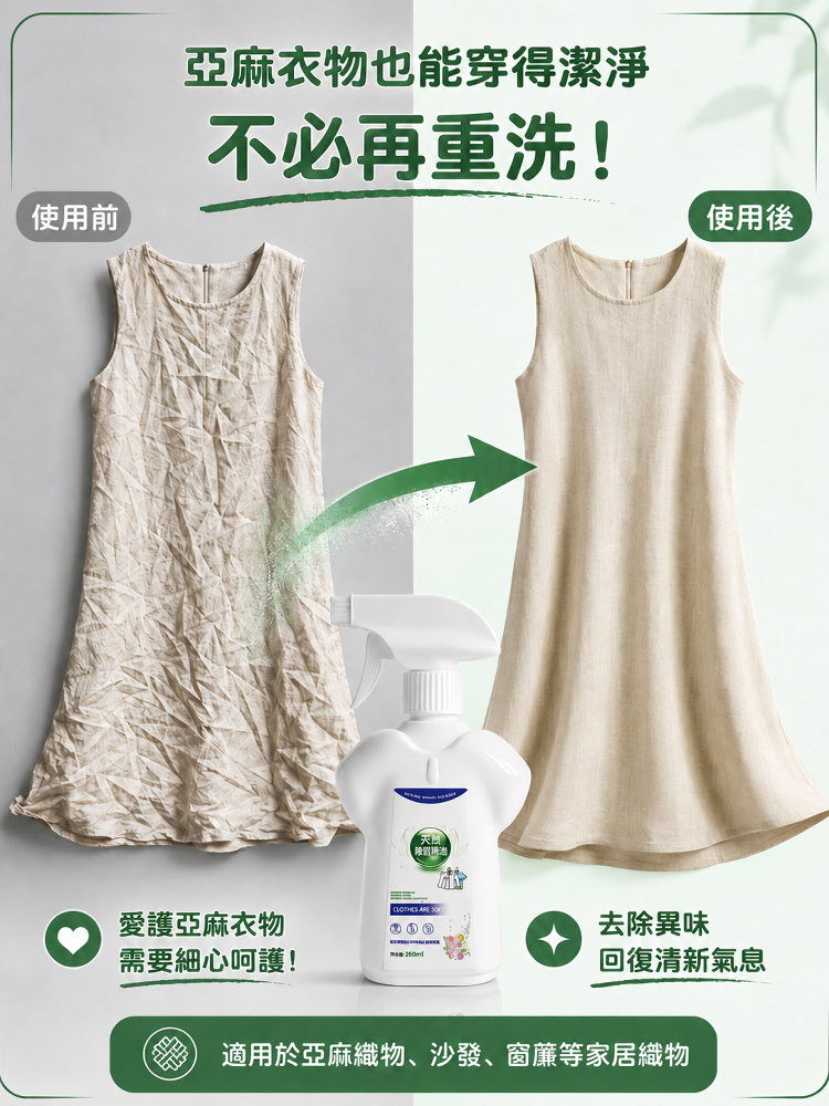 【一秒除皺】衣物除皺除味劑