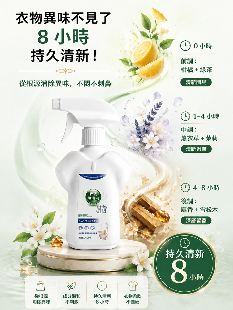 【一秒除皺】衣物除皺除味劑