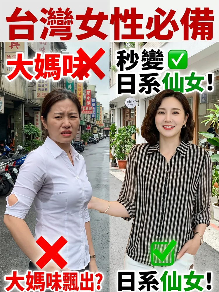 寬鬆顯瘦七分袖格紋襯衣