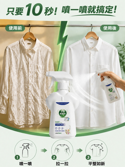 【一秒除皺】衣物除皺除味劑
