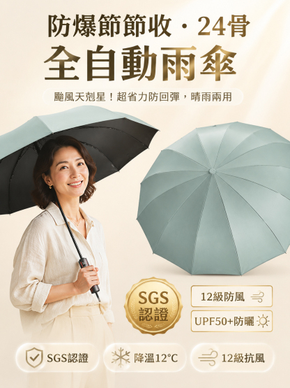 防爆節收24骨全自動雨傘