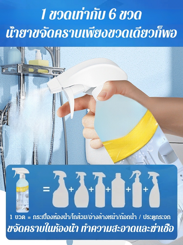 🚿 ขวดเดียวใช้ได้เทียบเท่าหกขวด! สเปรย์ทำความสะอาดห้องน้ำฆ่าเชื้อแบคทีเรีย 99.9%