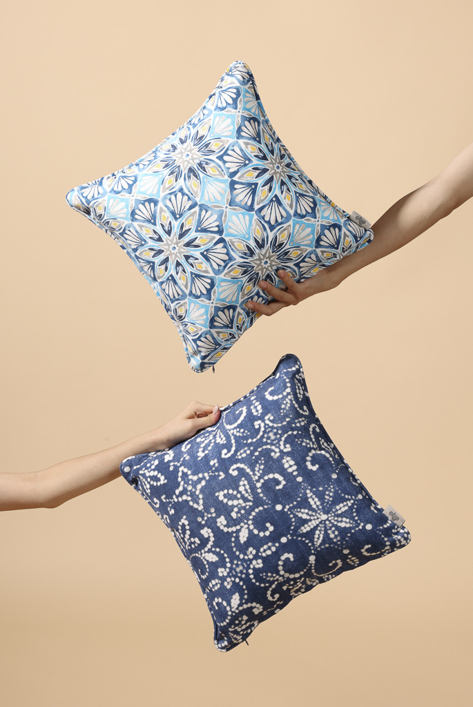 Soraya Spun Fabric Cushion Cover, Sky Blue