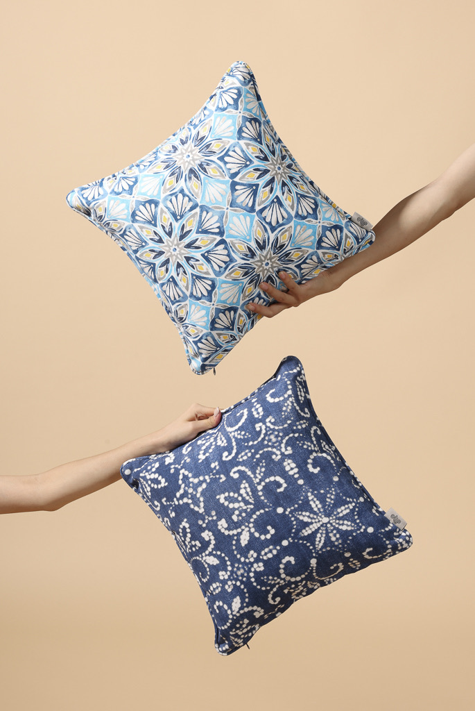 Soraya Spun Fabric Cushion Cover, Sky Blue