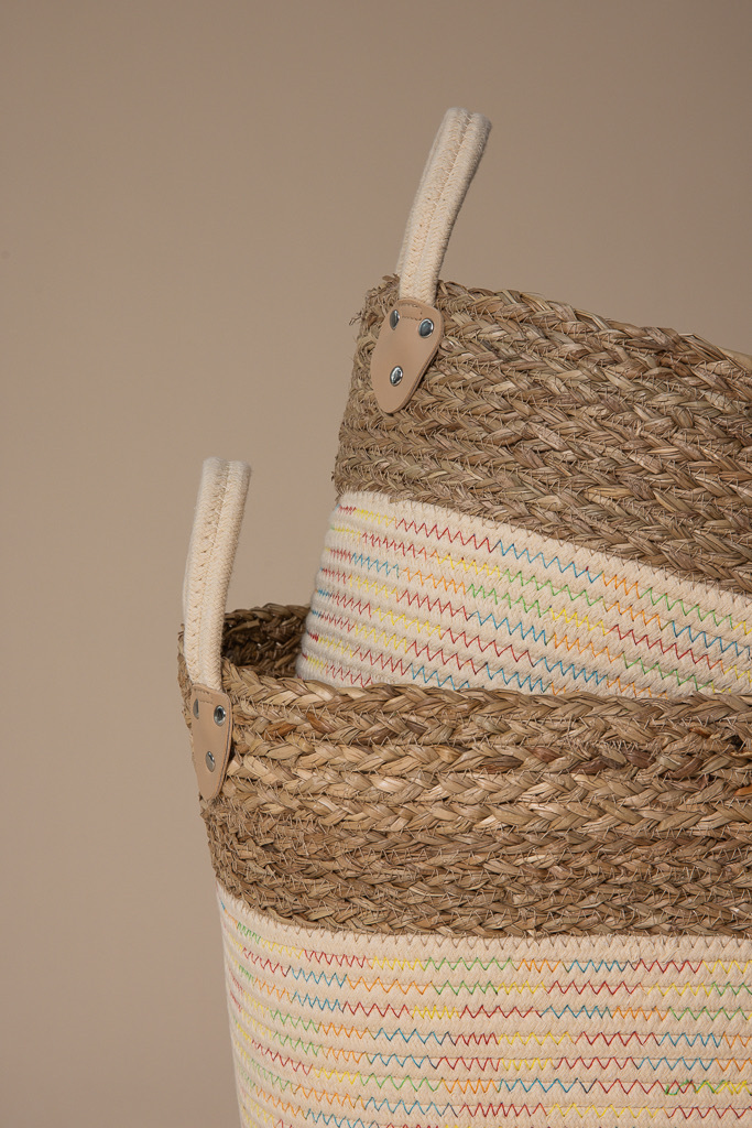 Freya Rope Basket with Handles, Rainbow
