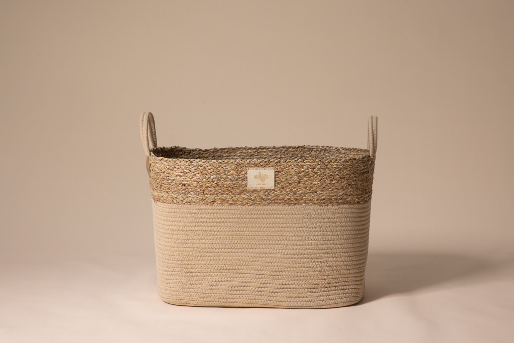 Freya Rope Basket with Handles, Camel