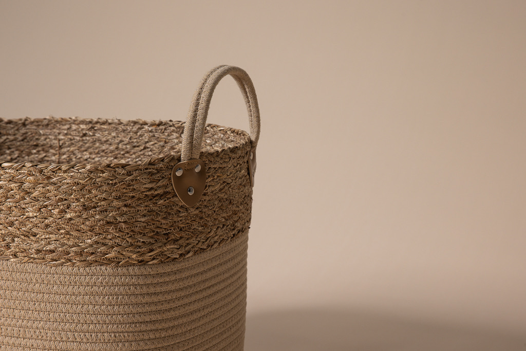 Freya Rope Basket with Handles, Camel