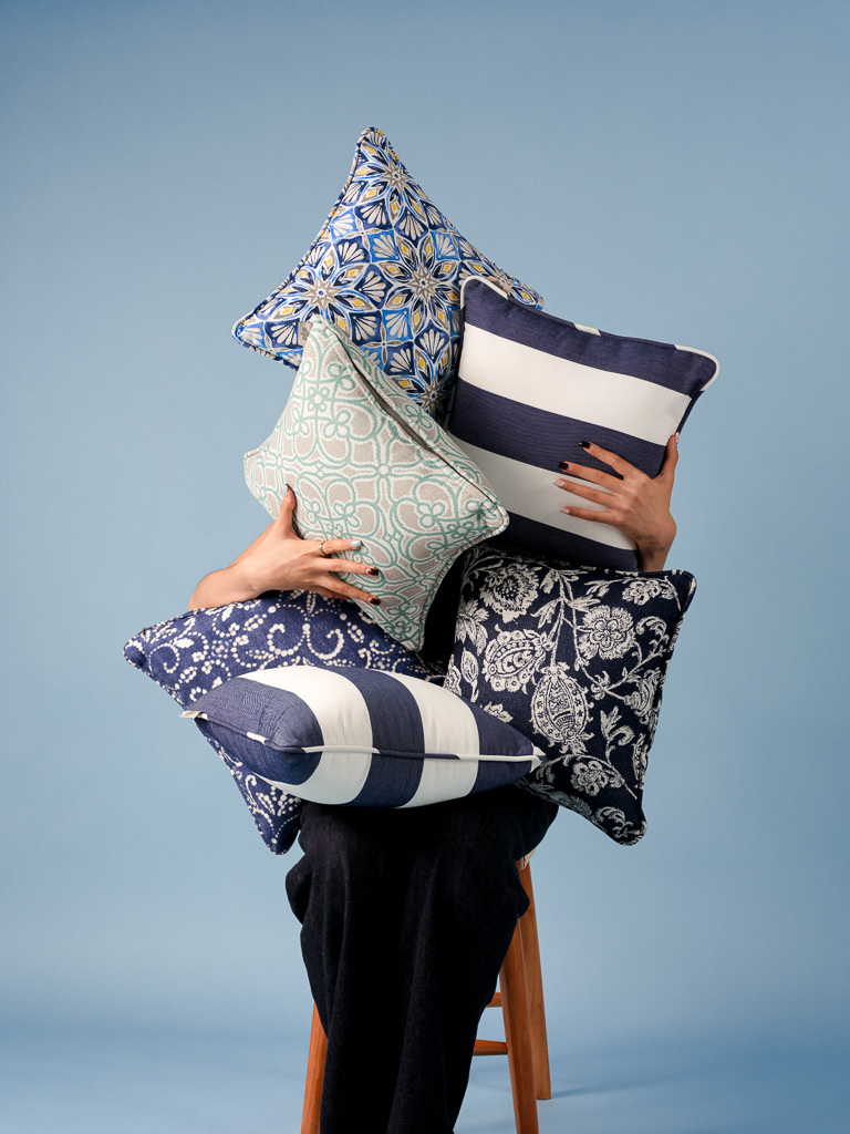 Hinata Olifen Fabric Cushion Cover, Indigo