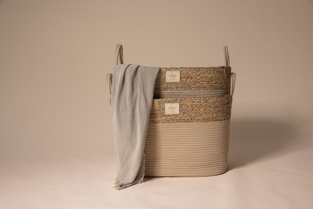 Freya Rope Basket with Handles, Camel