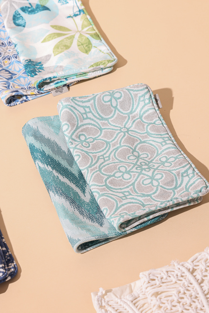 Hinata Olifen Fabric Cushion Cover, Aqua Lattice