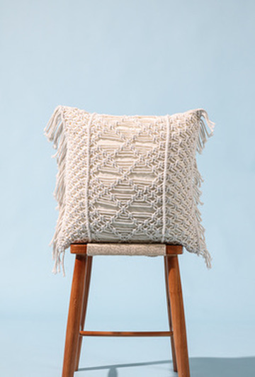 Agatha Hand Knitting Cushion Cover, Side Tassel Style