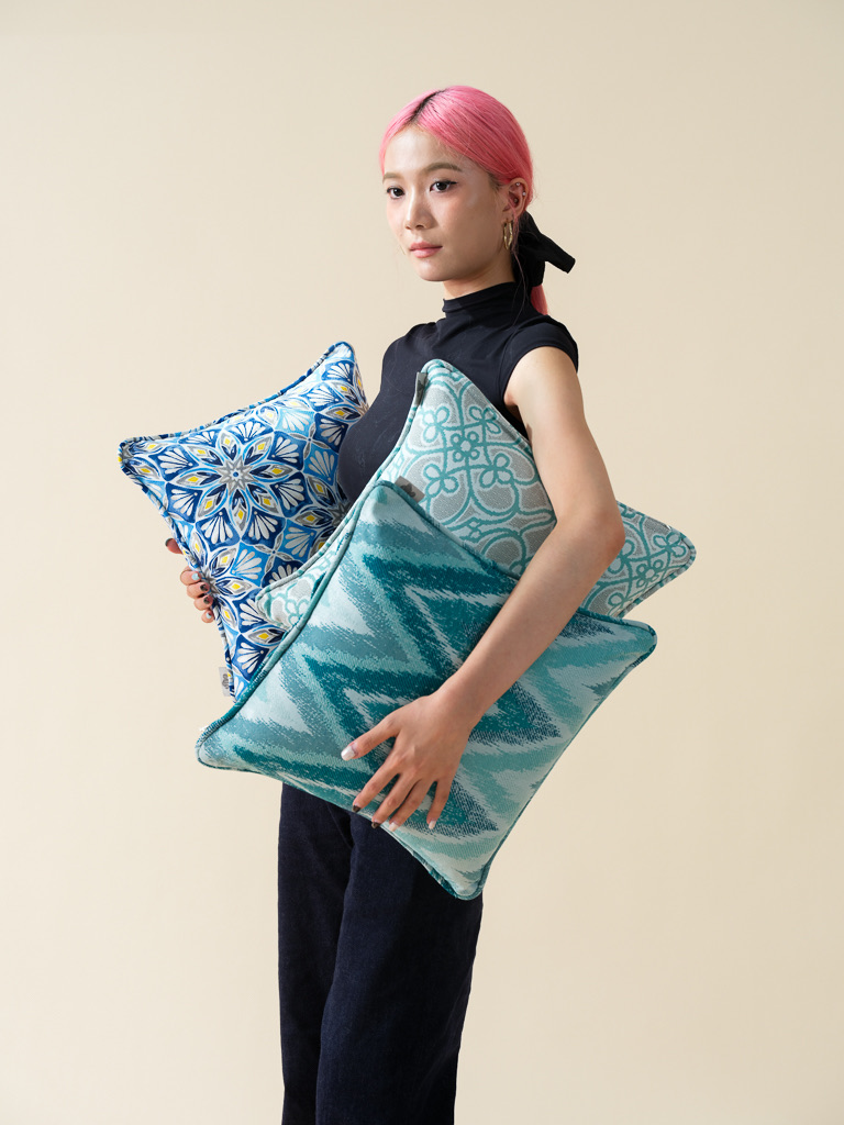 Soraya Spun Fabric Cushion Cover, Sky Blue