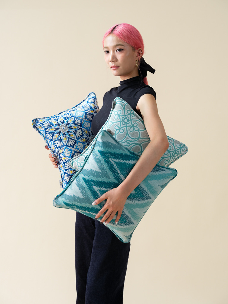 Soraya Spun Fabric Cushion Cover, Sky Blue