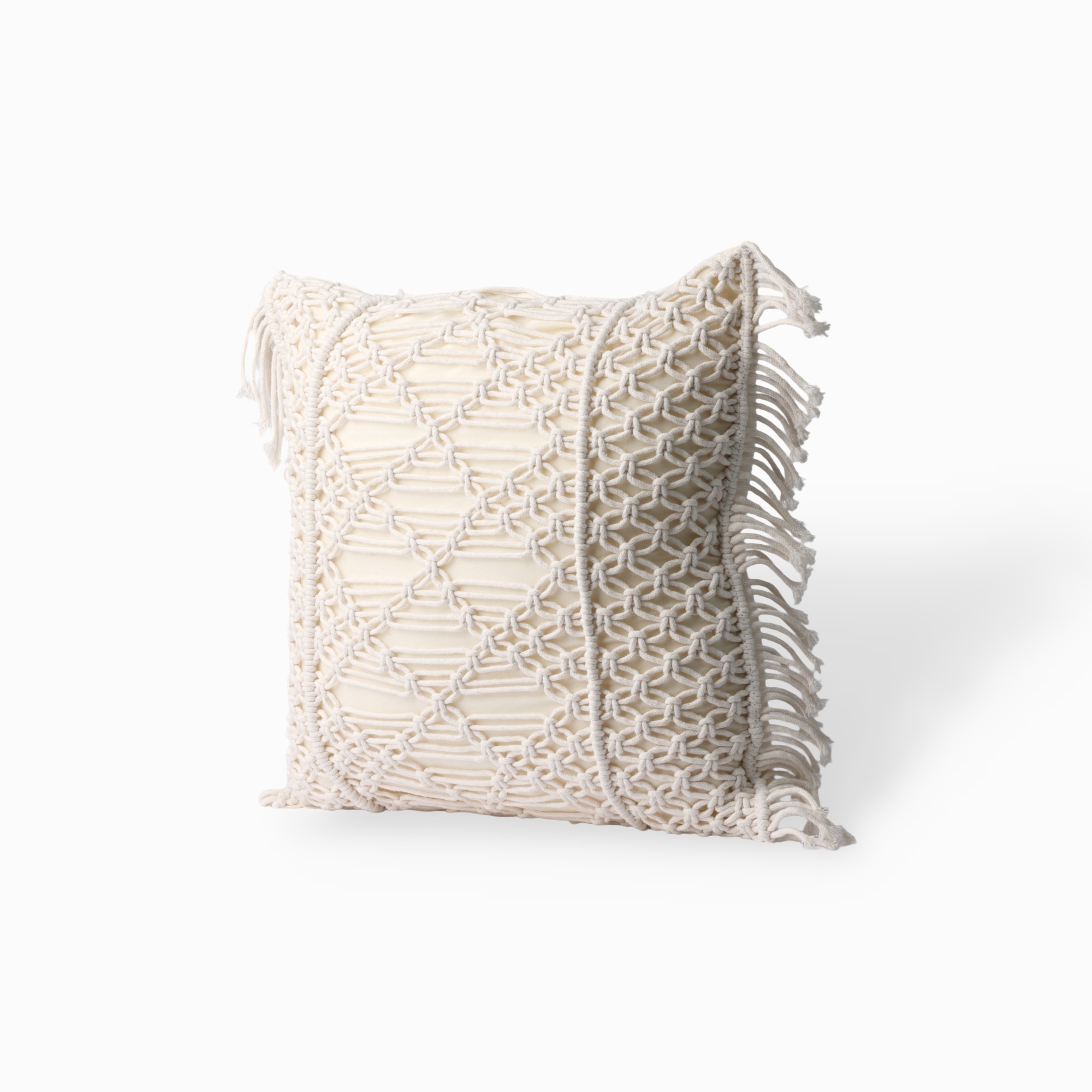 Agatha Hand Knitting Cushion Cover, Side Tassel Style