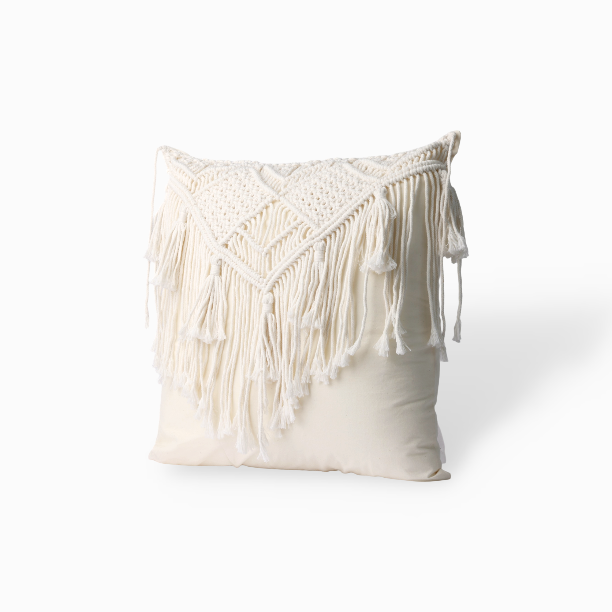 Agatha  Hand Knitting Cushion Cover, Triangular Tassels Style