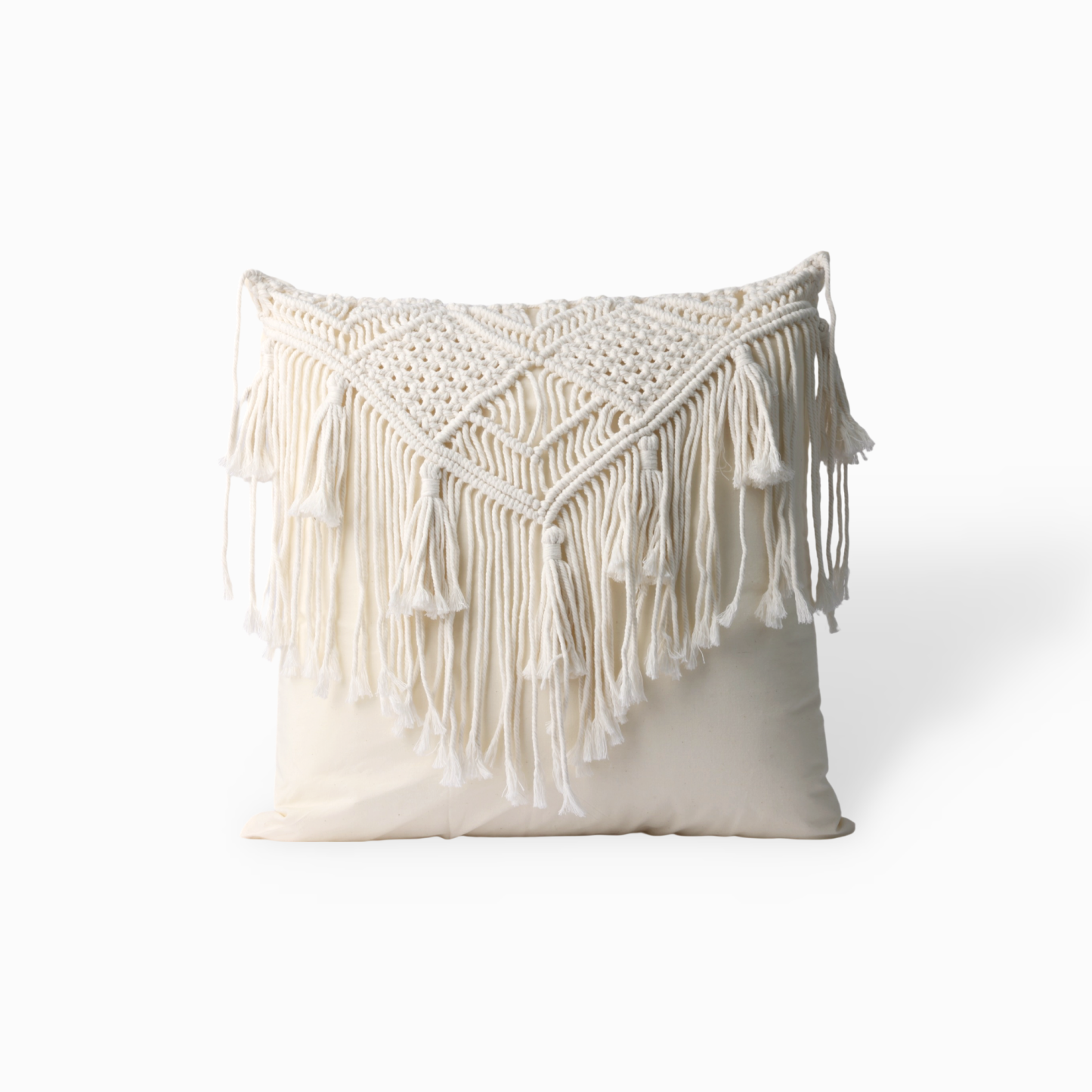 Agatha  Hand Knitting Cushion Cover, Triangular Tassels Style