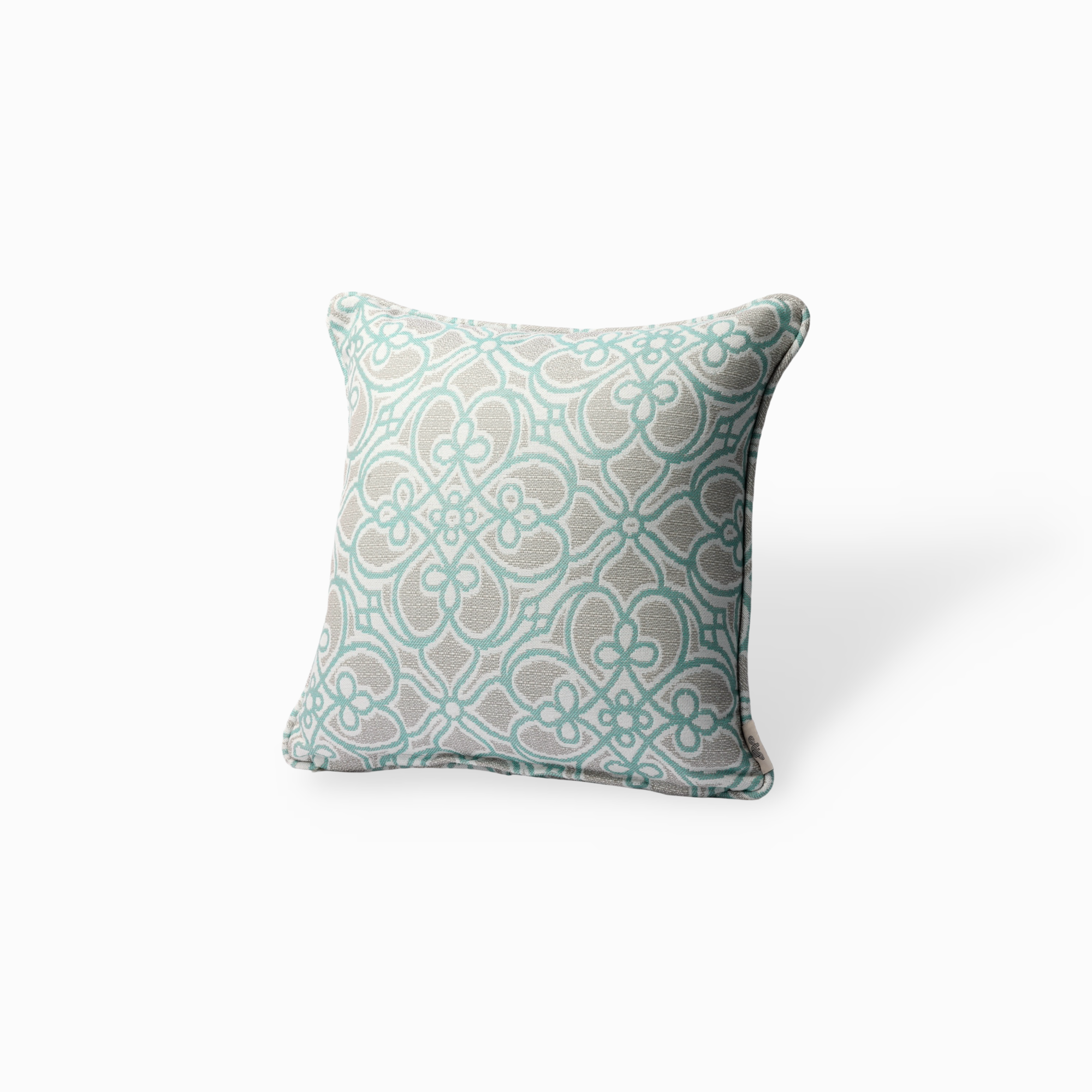 Hinata Olifen Fabric Cushion Cover, Aqua Lattice