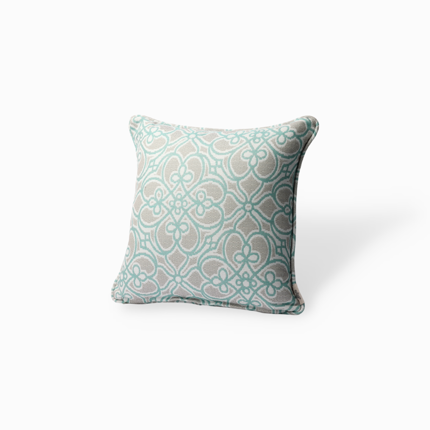 Hinata Olifen Fabric Cushion Cover, Aqua Lattice