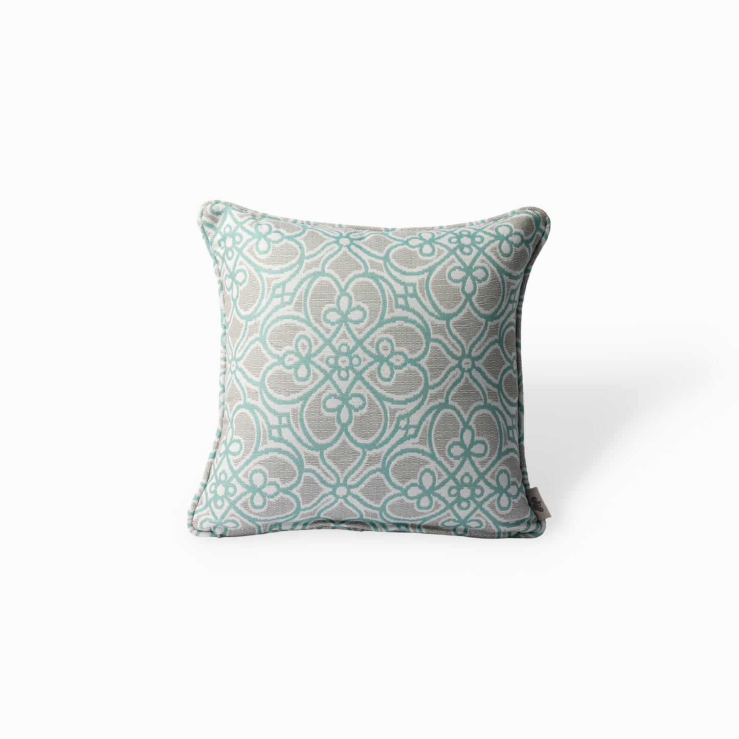 Hinata Olifen Fabric Cushion Cover, Aqua Lattice