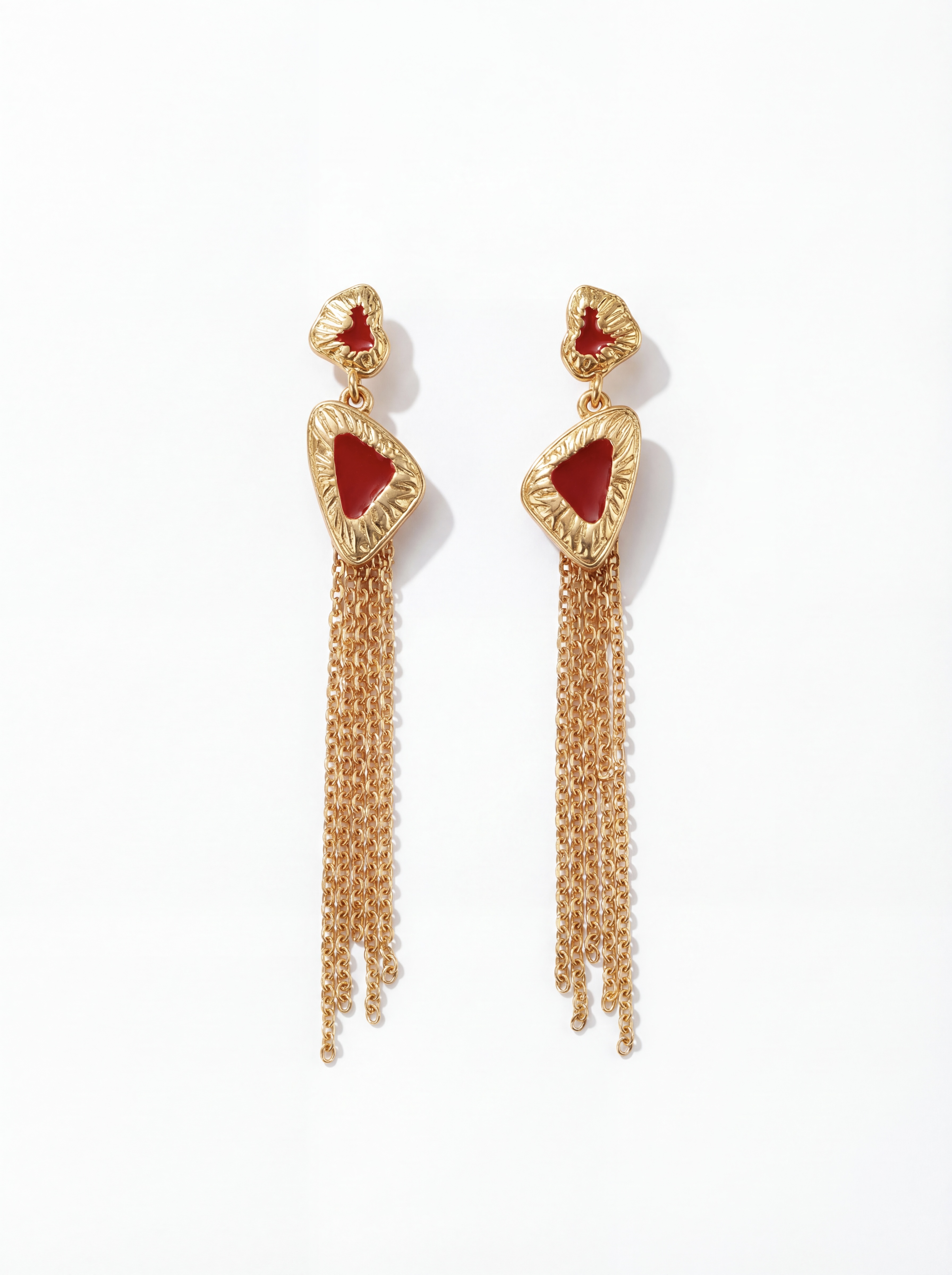 Red Tassel Long Earrings
