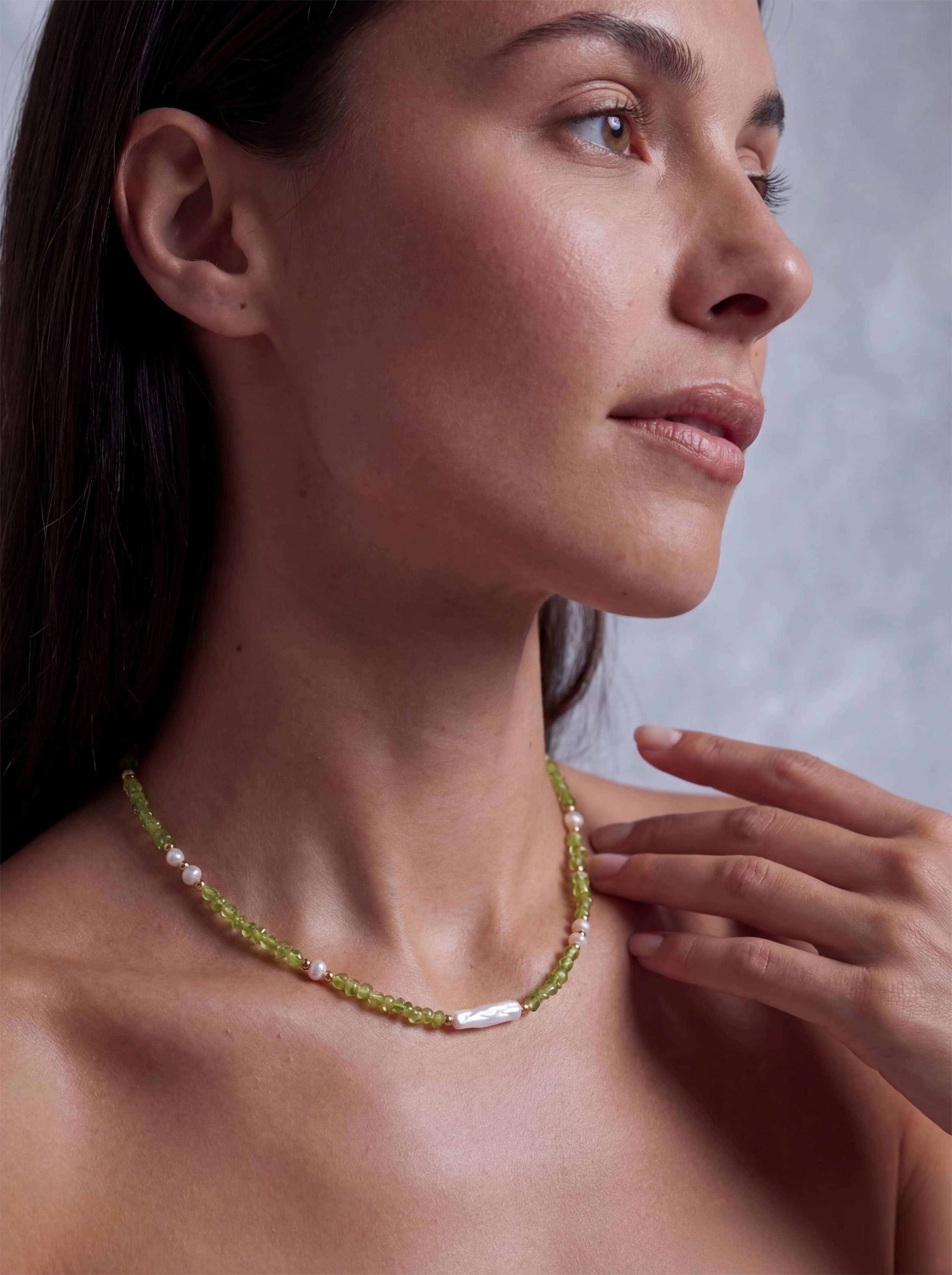 Olivine Pearl Necklace