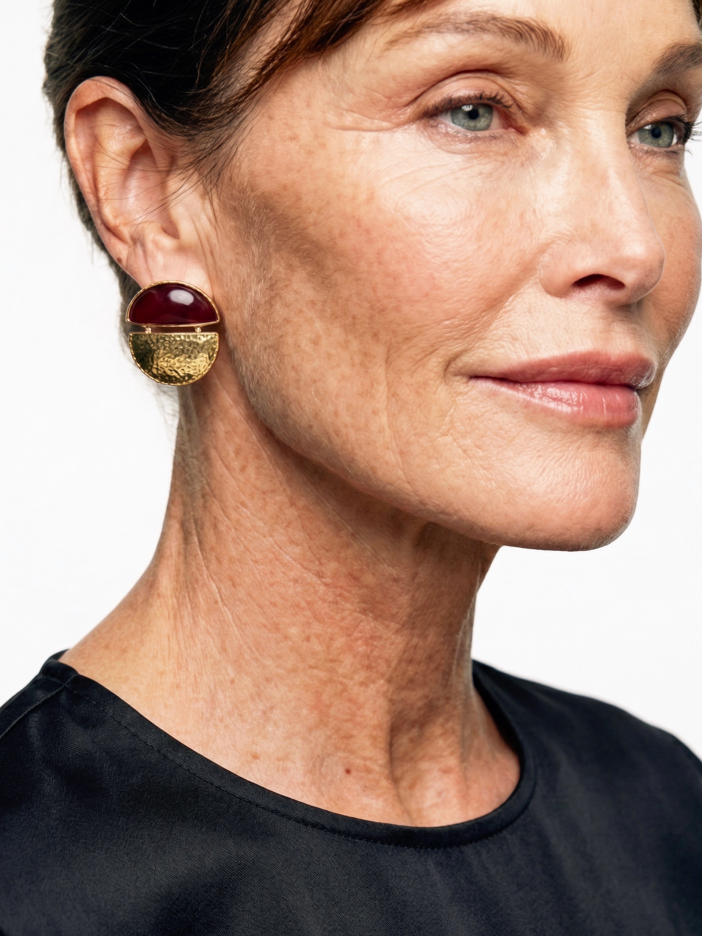 Gemstone Earrings with Hammer Texture