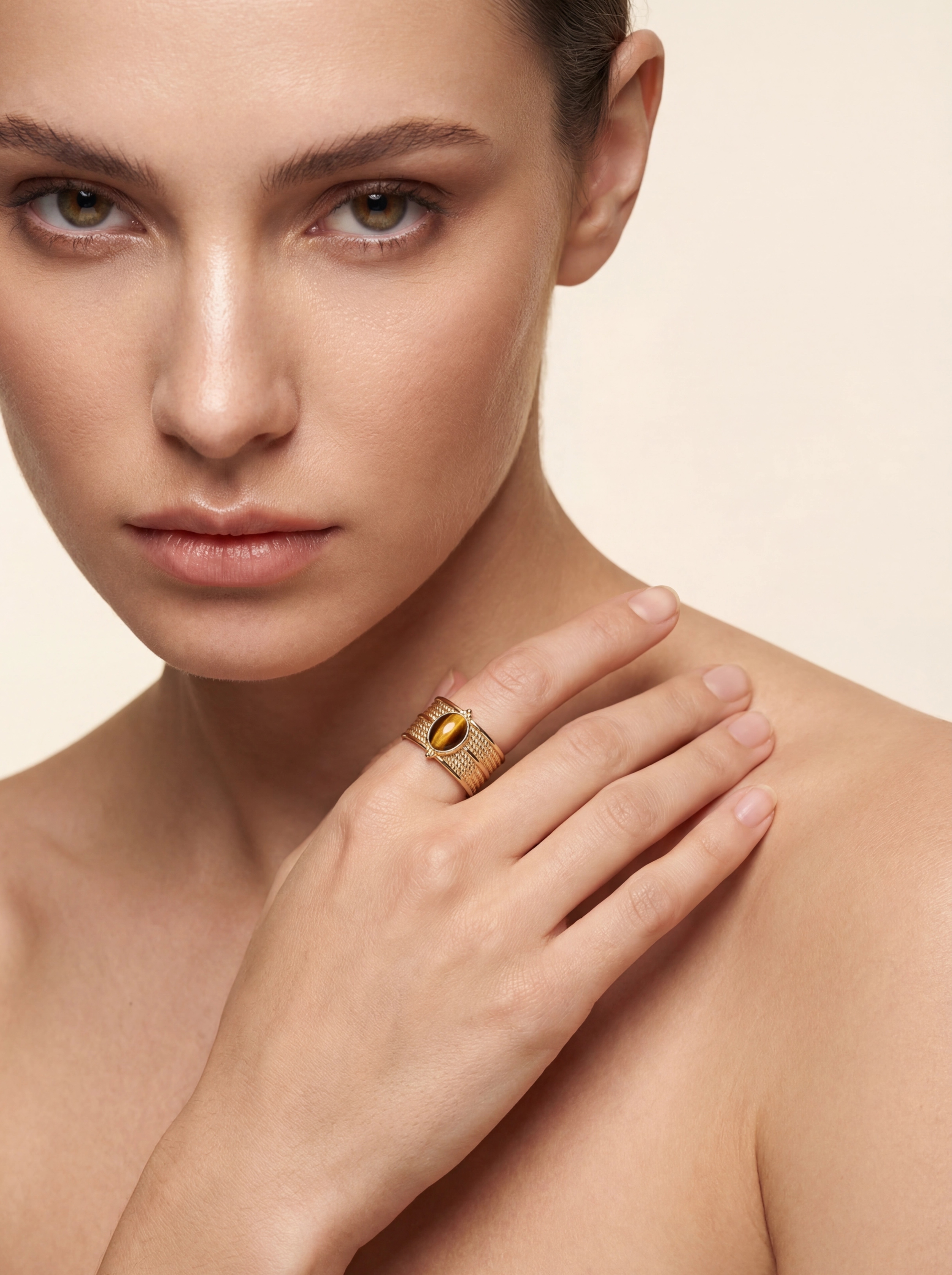 Eden Gaze｜Gold Ring with Tiger's Eye