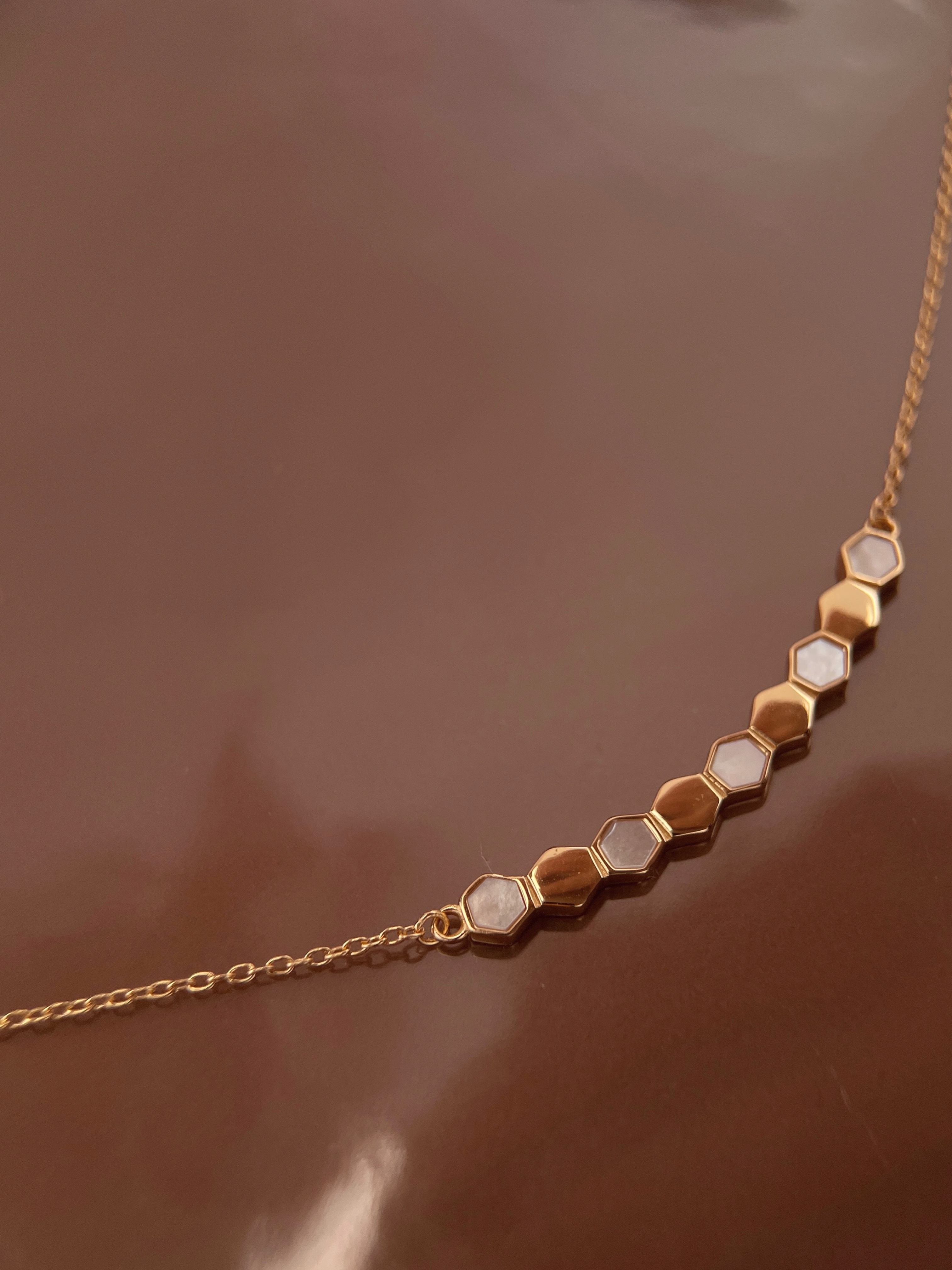 Gold Honeycomb Mother-of-Pearl Necklace