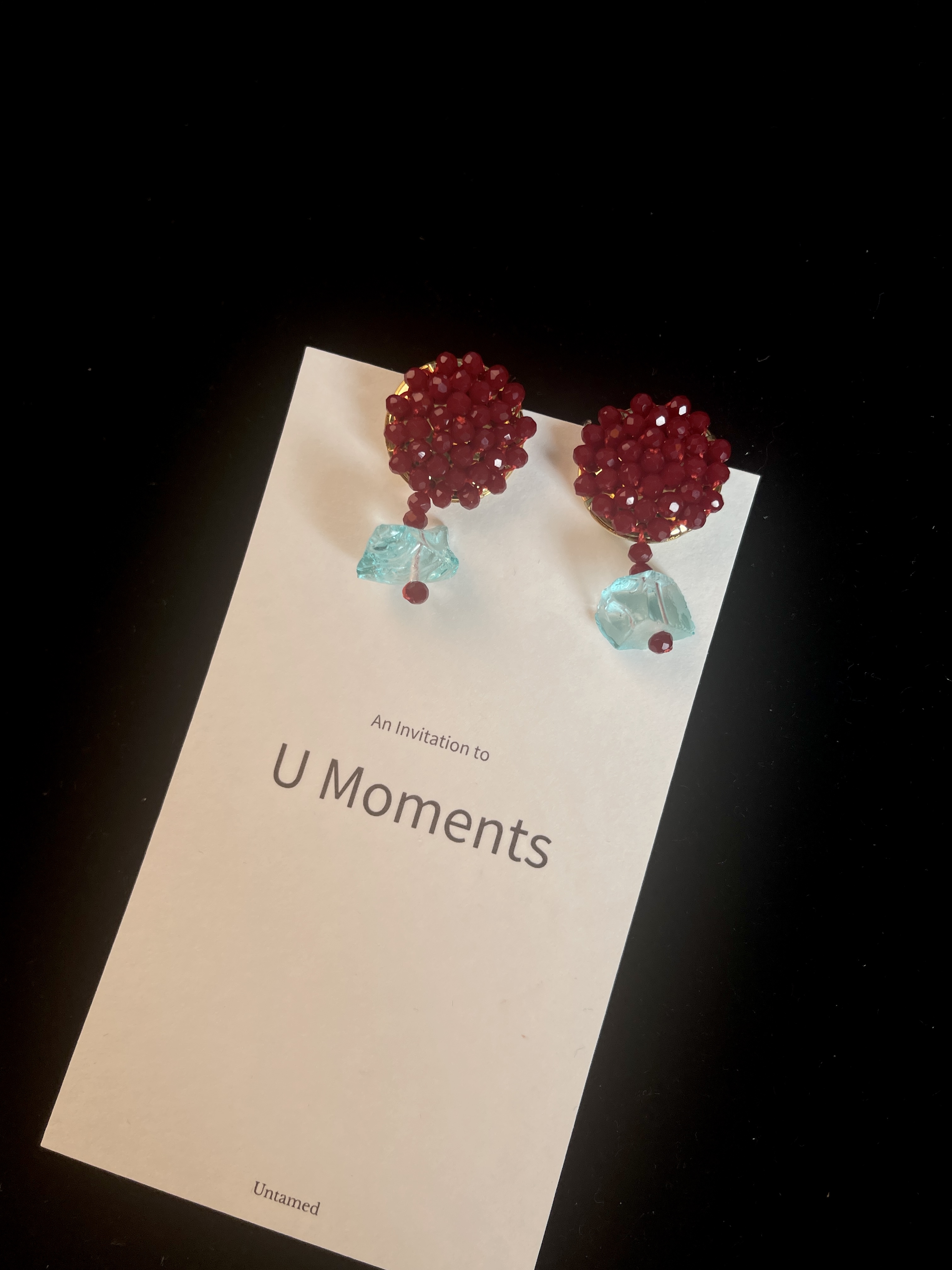 Red Millet Beads and Blue Ice Ore Earrings