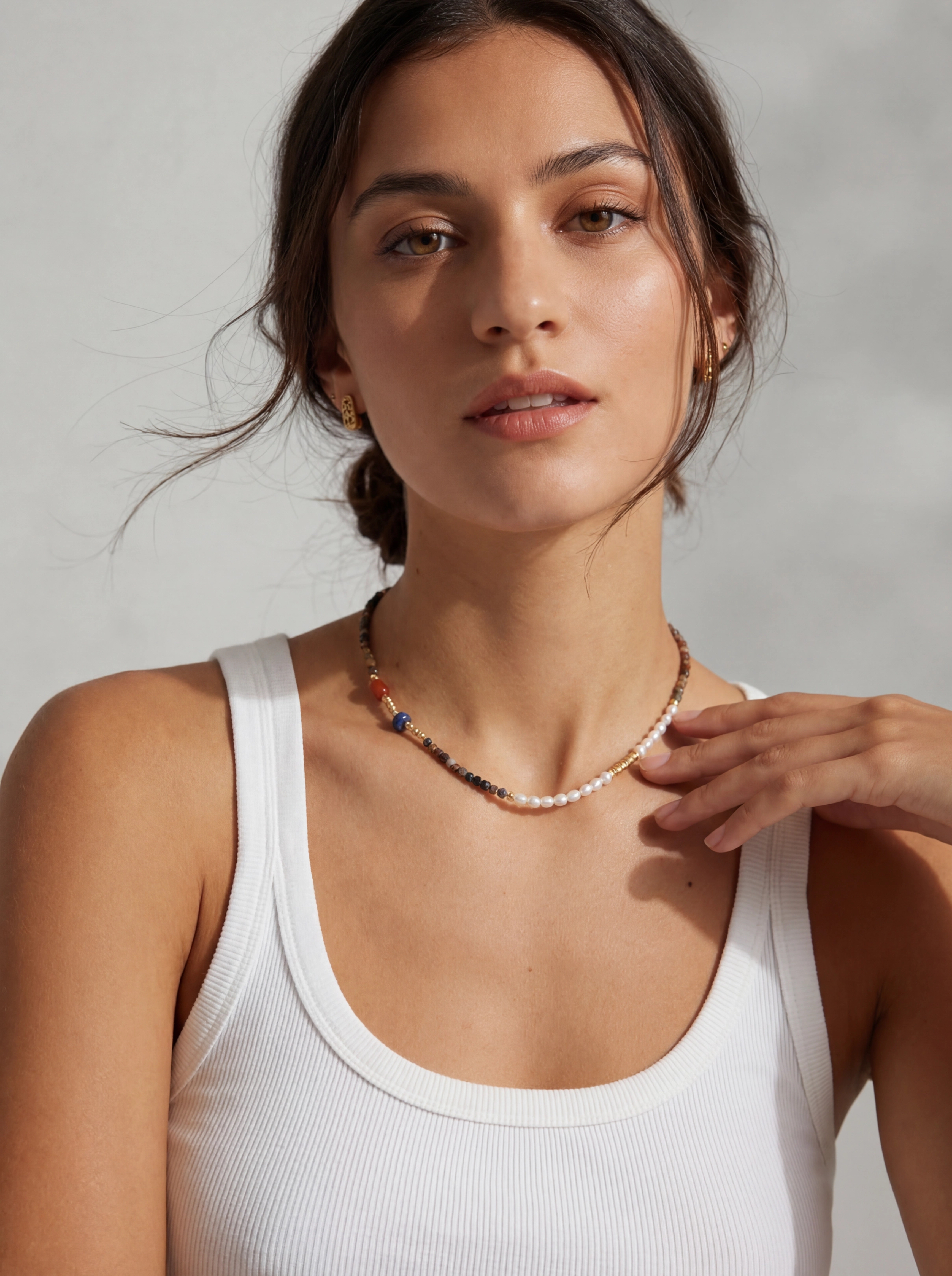 Boundless Vein | Multi Gemstone Necklace with Pearl