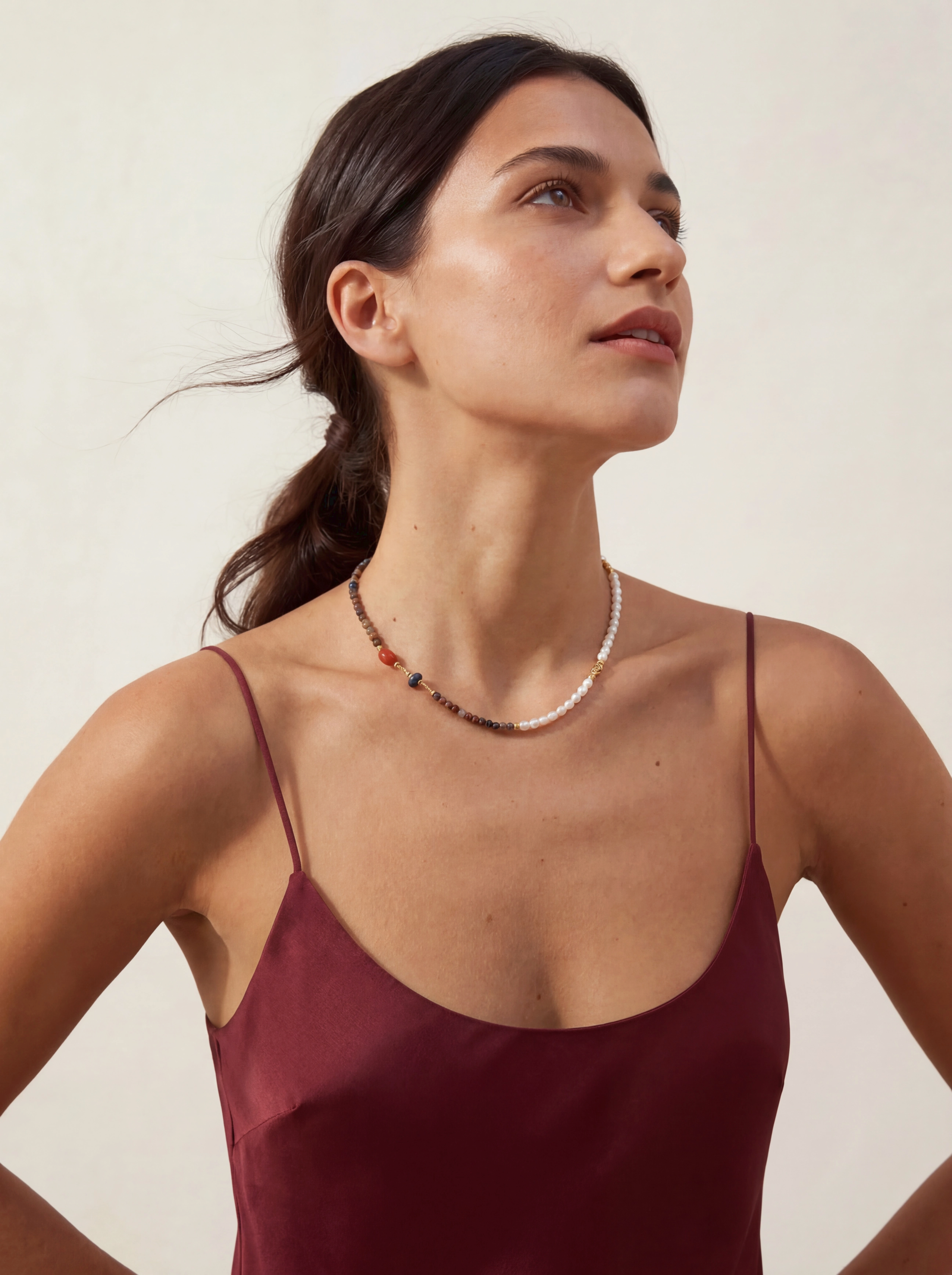 Boundless Vein | Multi Gemstone Necklace with Pearl