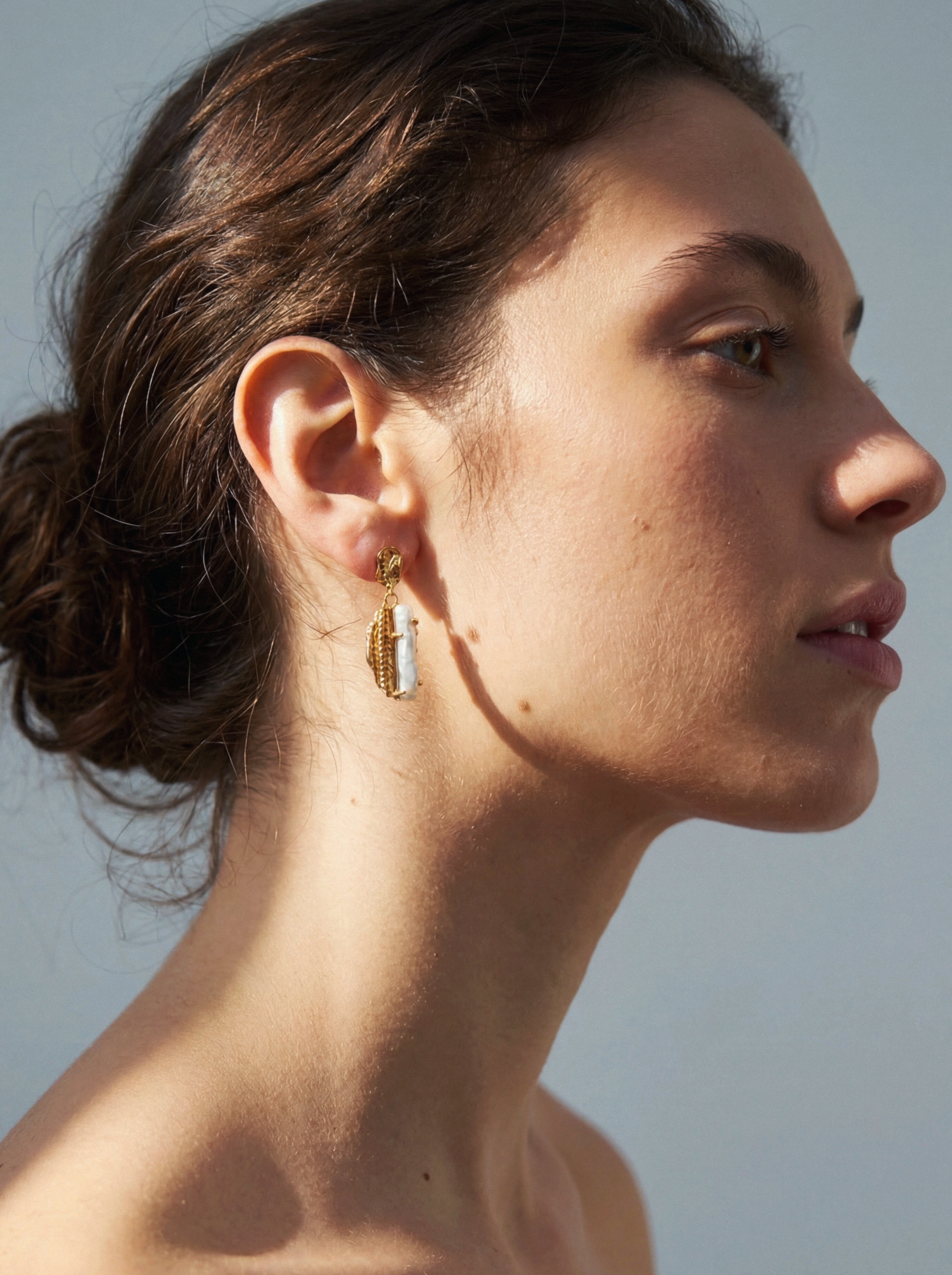 Signature | Baroque Gold Dangle Earrings with Pearl