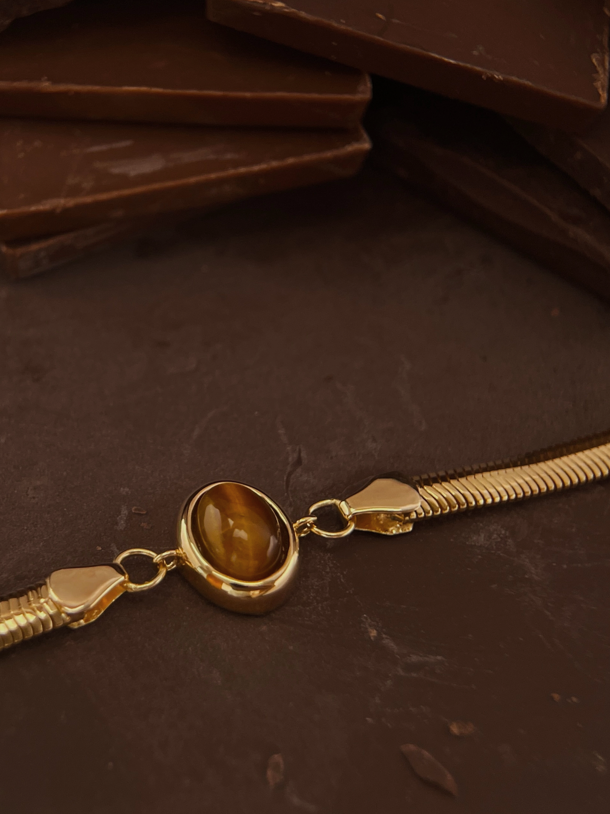 Molten Thread｜Gold Bracelet with Tiger_s Eye Gemstone